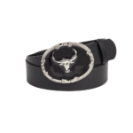 Damenwesterngürtel mit bullenkopfschnalle - schwarz