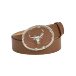 Damenwesterngürtel mit bullenkopfschnalle - khaki