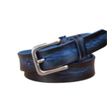 Dünner western ledergürtel mit vintage nadelschnalle - blau