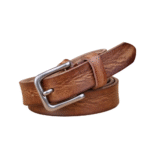 Dünner western ledergürtel mit vintage nadelschnalle - camel