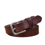 Dünner western ledergürtel mit vintage nadelschnalle - dunkelbraun