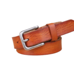 Dünner western ledergürtel mit vintage nadelschnalle - orange