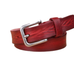 Dünner western ledergürtel mit vintage nadelschnalle - rot