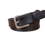 Dünner western ledergürtel mit vintage nadelschnalle - schwarz