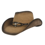 Echtes leder-cowboyhut mit bullenkopf-akzent
