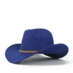 Filz cowboyhut mit geflochtenem band - blau