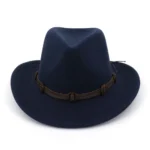 Filz-cowboyhut mit lederschnallenband - navy