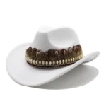 Filzcowboyhut mit federbesatz - weiß