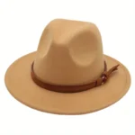 Filzwesternhut mit kunstlederband - khaki