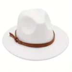 Filzwesternhut mit kunstlederband - weiß