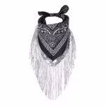 Fransen-cowboy-bandana mit paisley-muster - schwarz Fransen-cowboy-bandana mit paisley-muster - schwarz