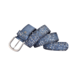 Blauer frauen pu leder western gürtel mit sternnieten und metallschnalle - 110cm