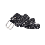 Frauen pu leder western gürtel mit sternnieten und metallschnalle - schwarz