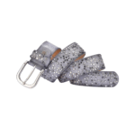 Grauer frauen pu leder western gürtel mit sternnieten und metallschnalle - 110cm