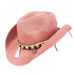 Frauenstrohcowboyhut mit schalentasselband