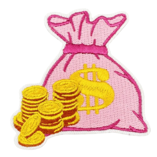 Geldbeutel und münzen cowboy bestickter aufnäher