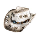 Gewebter strohwesternhut mit perlen