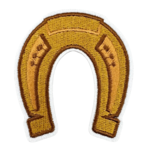 Goldenes hufeisen cowboy bestickter aufnäher
