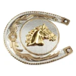 Goldfarbener pferdekopf hufeisen western cowboy gürtel schnalle Goldfarbener pferdekopf hufeisen western cowboy gürtel schnalle