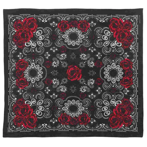 Herren baumwoll cowboy bandana mit roter rose