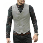 Herren doppelreihige western wollweste - silber