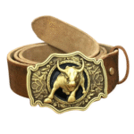 Herren gürtel aus echtem leder mit bullen-schnalle