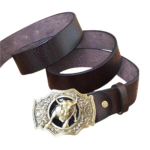 Herren gürtel aus echtem leder mit bullen-schnalle - kaffee