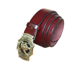 Herren gürtel aus echtem leder mit bullen-schnalle - weinrot