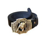 Herren gürtel aus echtem leder mit bullen-schnalle - schwarz