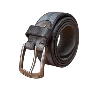 Herren lässiger western kuhleder gürtel mit metallschnalle - schwarz