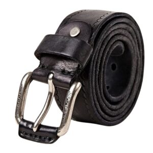Herren original kuhleder gürtel mit legierungsschnalle - schwarz