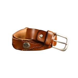 Herren retro handgefertigter ledergürtel mit stahlschnalle - khaki