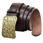 Herren vintage ledergürtel mit floraler messing-schnalle