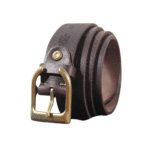 Herren vintage western kuhledergürtel mit messingschnalle - kaffee