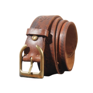 Herren vintage western kuhledergürtel mit messingschnalle - hellbraun