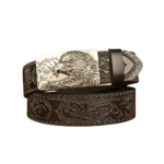 Herren western adler schnalle ledergürtel - silberne schnalle schwarz