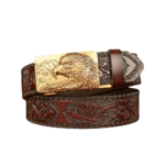 Herren western adler schnalle ledergürtel - goldschnalle braun