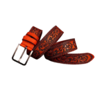 Herren western blumig gravierter ledergürtel - braun