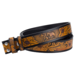 Herren western floral und tiergravierter ledergürtelriemen