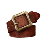 Herren western gürtel mit stift-schnalle aus echtem leder - khaki