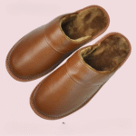 Herren western kuhleder plüschhausschuhe - braun