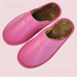 Herren western kuhleder plüschhausschuhe - rosa