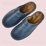 Herren western kuhleder plüschhausschuhe - blau