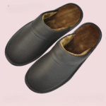 Herren western kuhleder plüschhausschuhe - grau