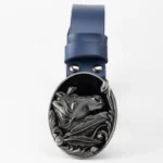 Herren western pferdekopfschnalle ledergürtel - silberne schnalle blau