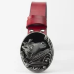 Herren western pferdekopfschnalle ledergürtel - silberne schnalle rot