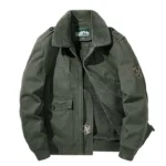 Herren western winter baumwolljacke mit sherpa-futter und warmem kragen - armeegrün