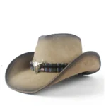 Herrenledercowboyhut mit westernen akzenten - tan 6