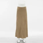 Hoch taillierter khaki wildleder maxi western rock - L