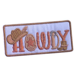 Howdy cowboy gestickter aufnäher mit westernen symbolen